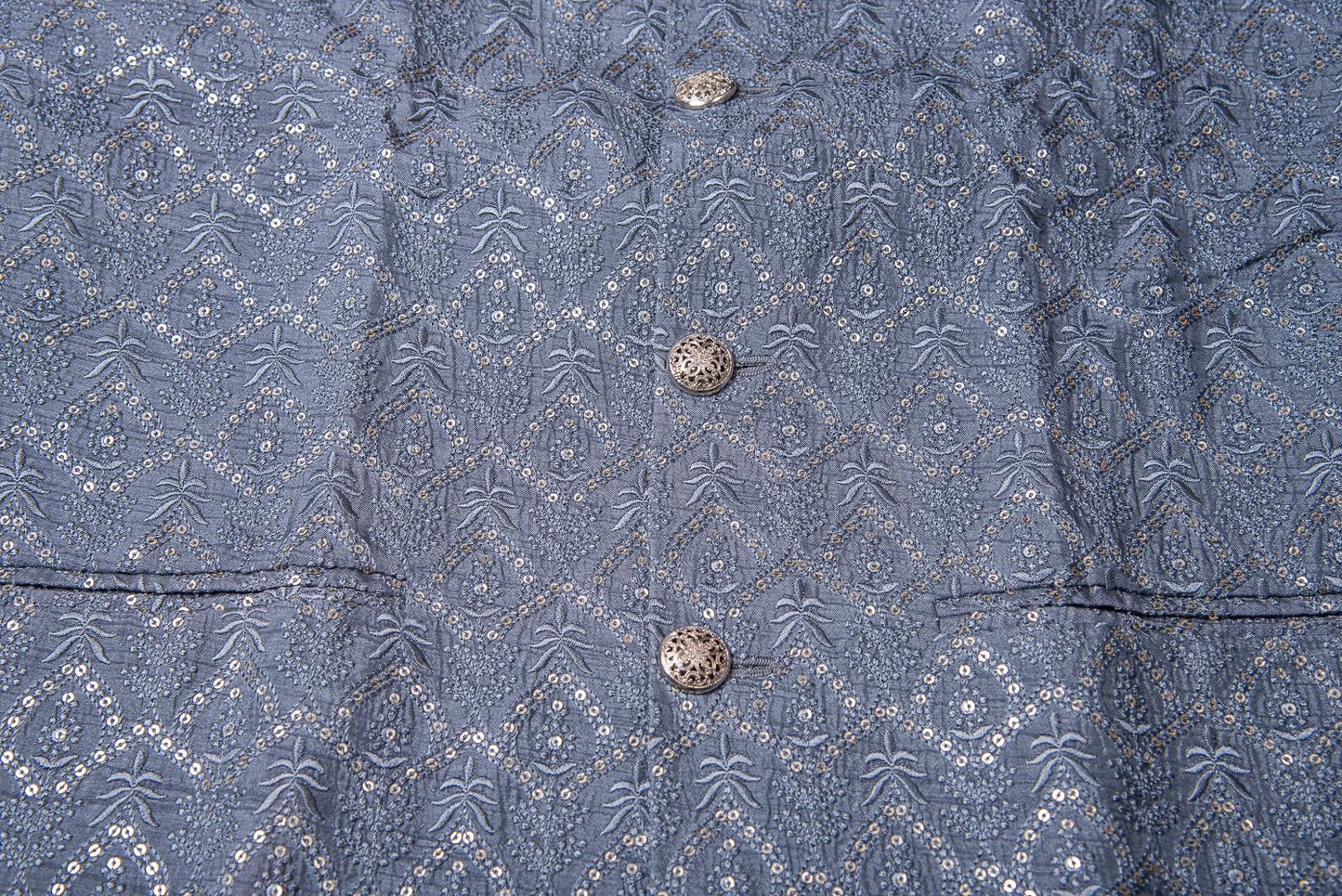 Grey Silk Jacket with Motifs