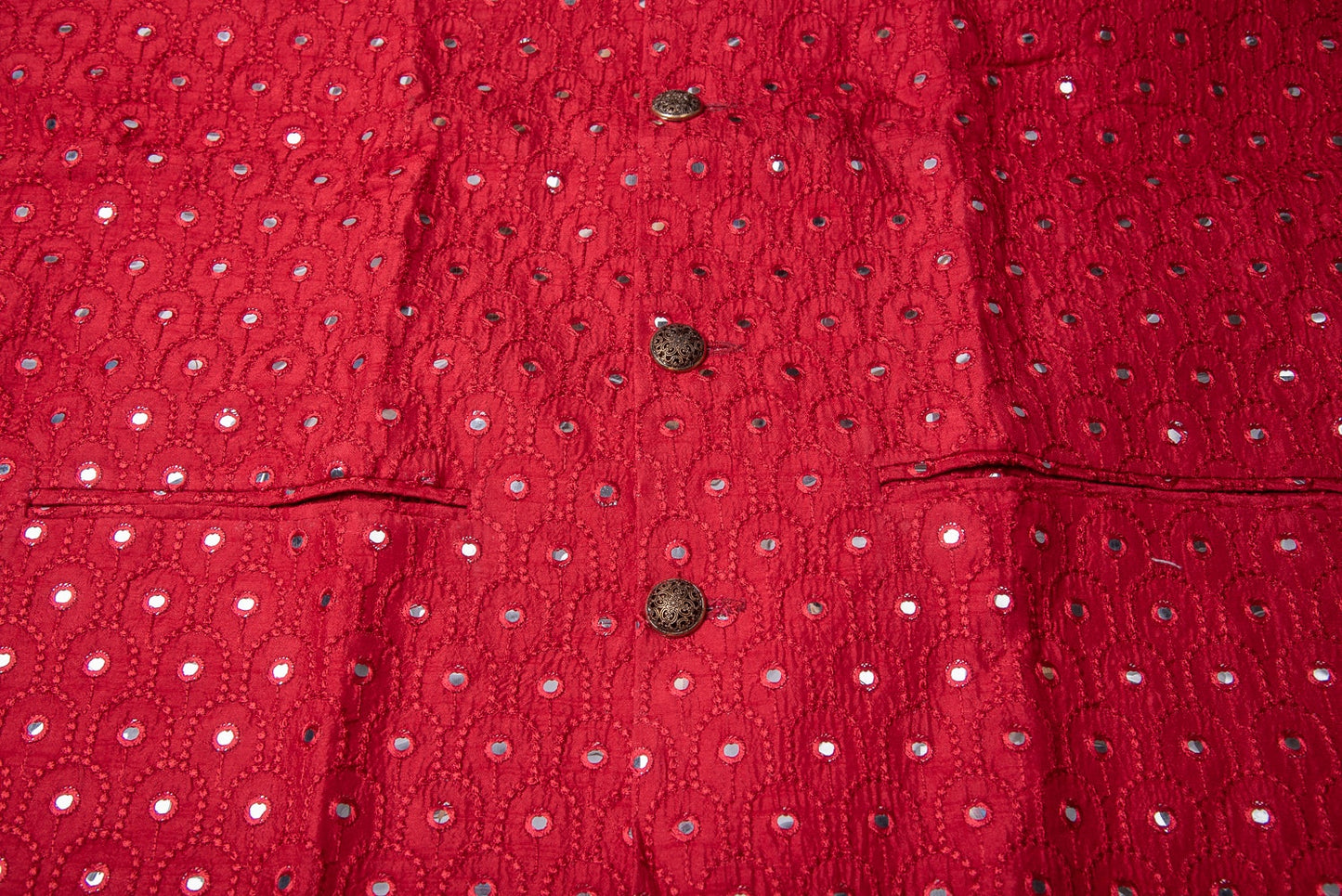 Bright Red Round Mirrored Jacket Set