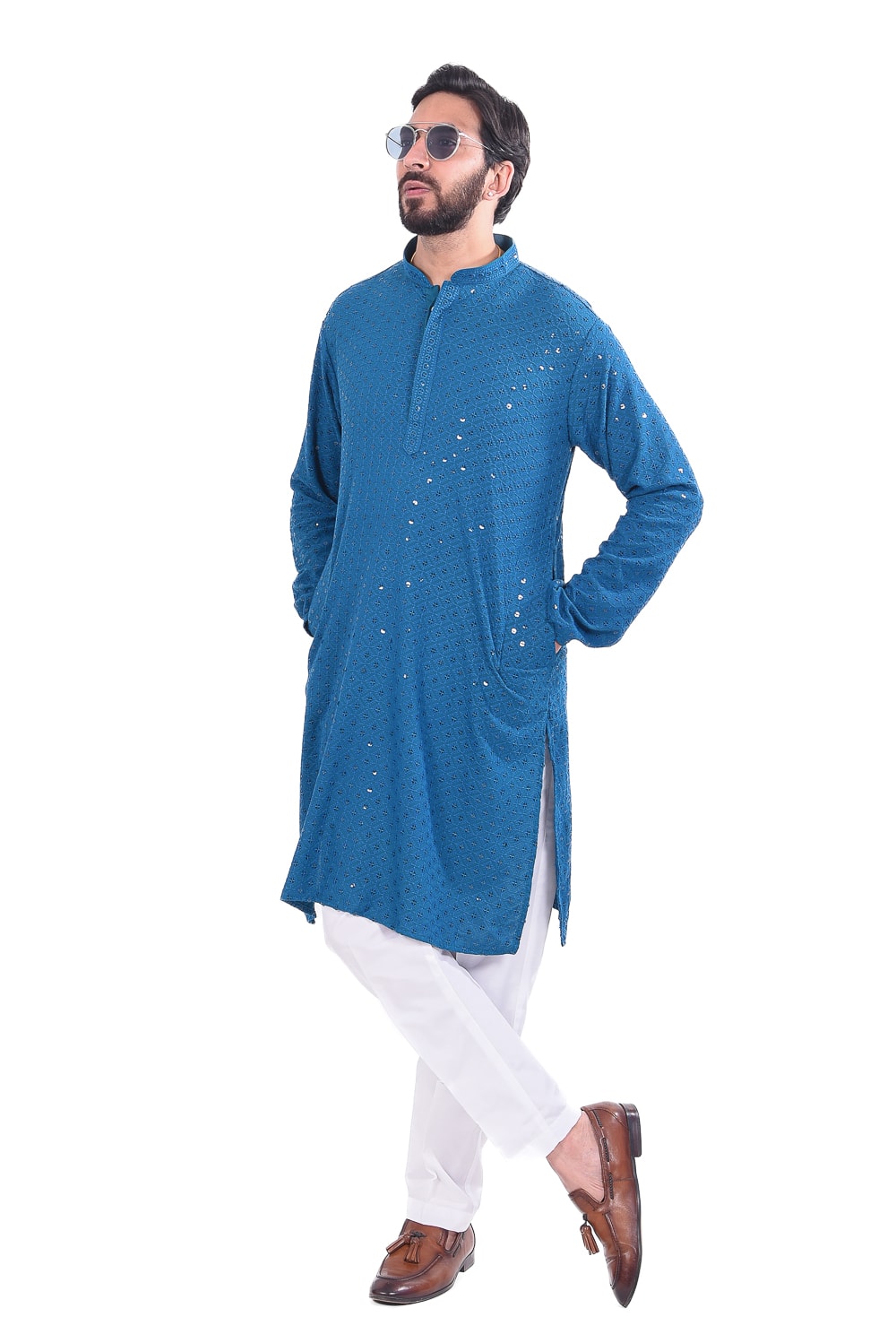Blue Chickenkari Kurta