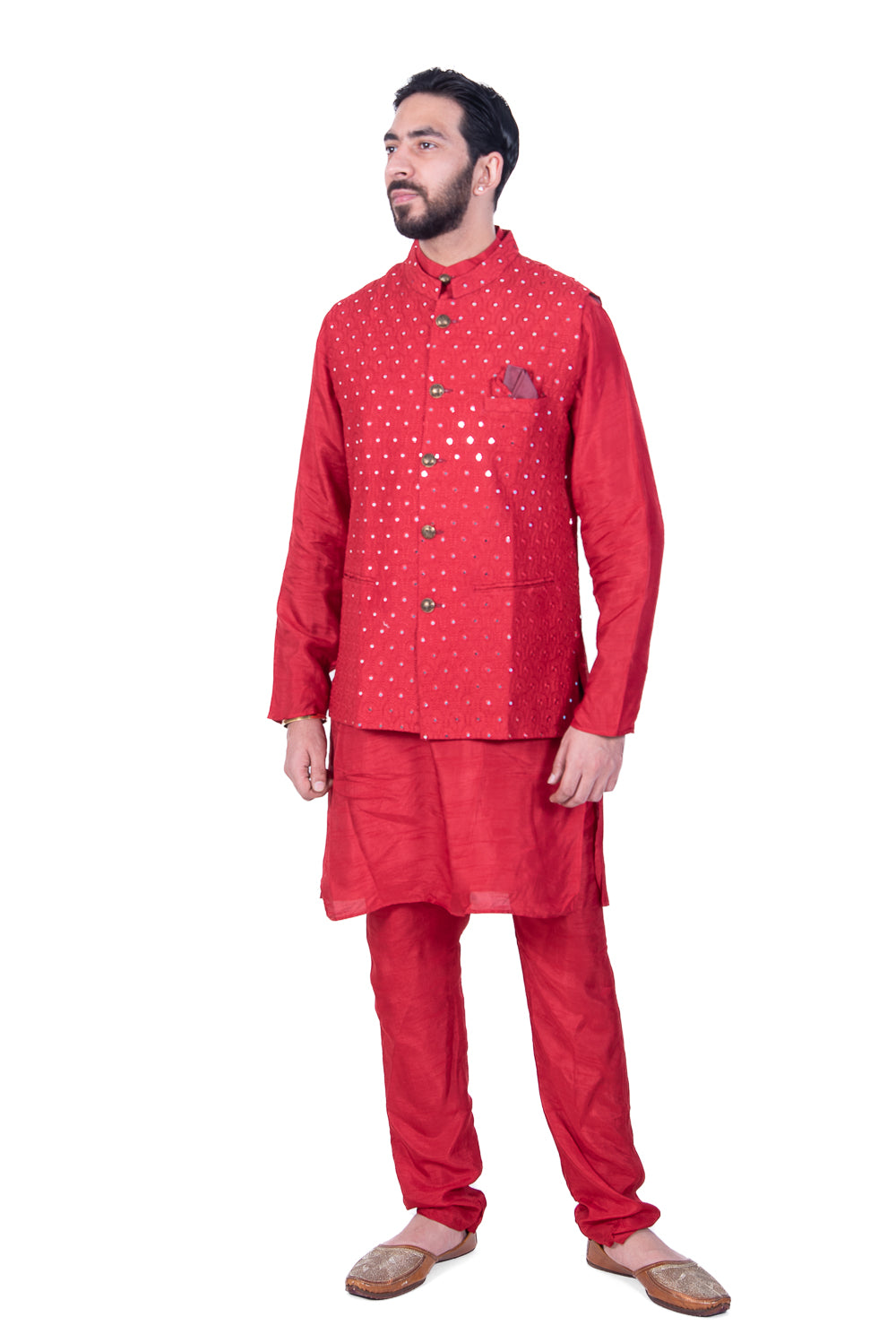 Bright Red Round Mirrored Jacket Set