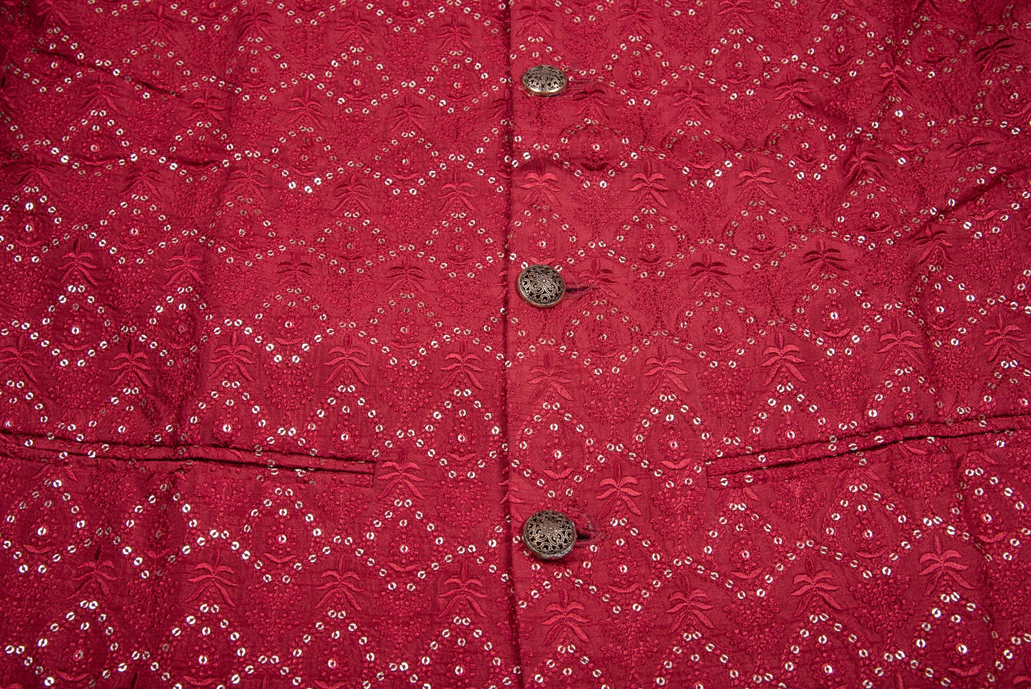 Sequinned Motif on Silk Jacket Set