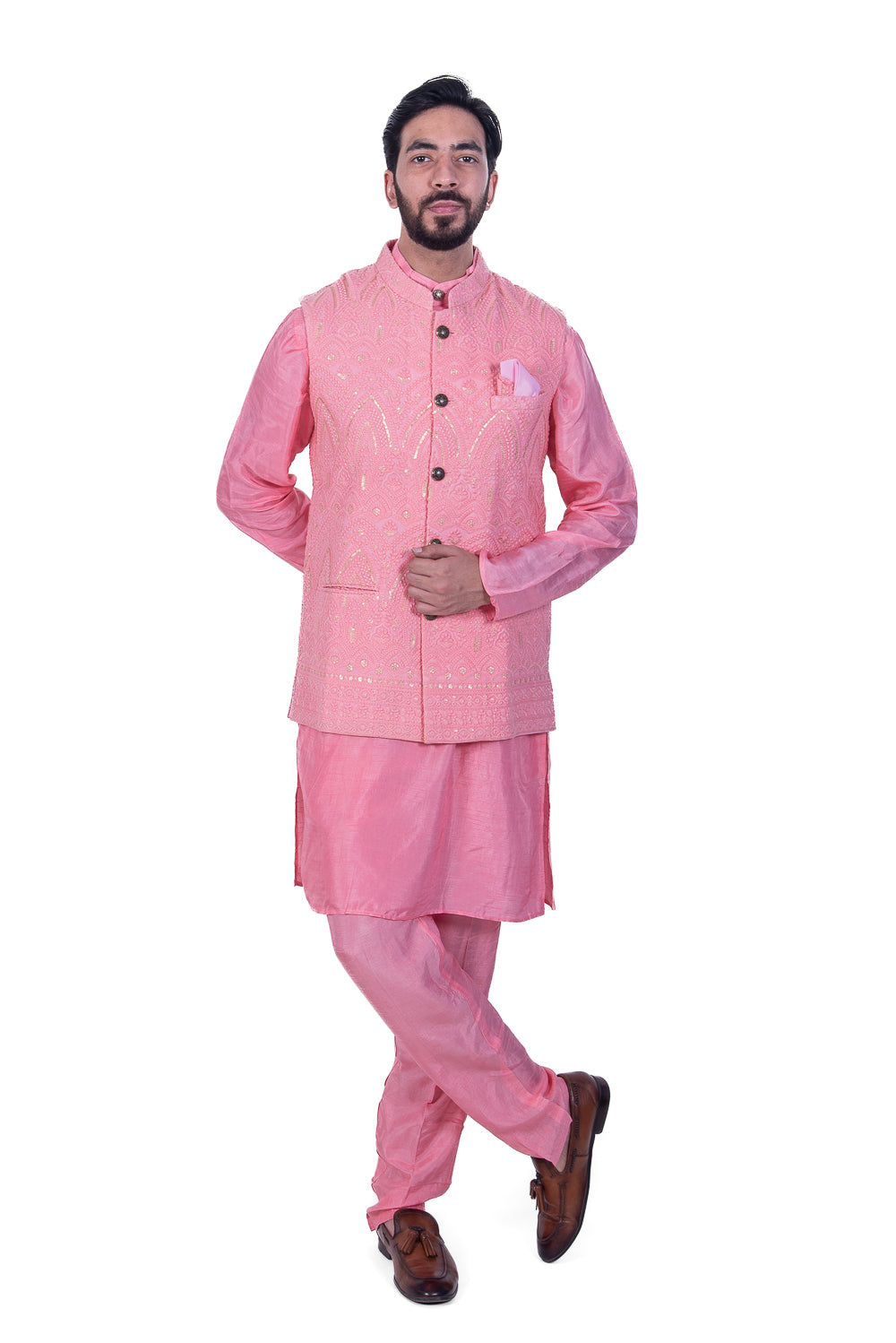 Peach Heavy Designer Jacket Set