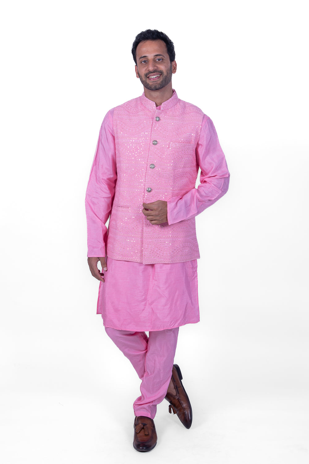 Pink Waved Heavy Designer Jacket Set
