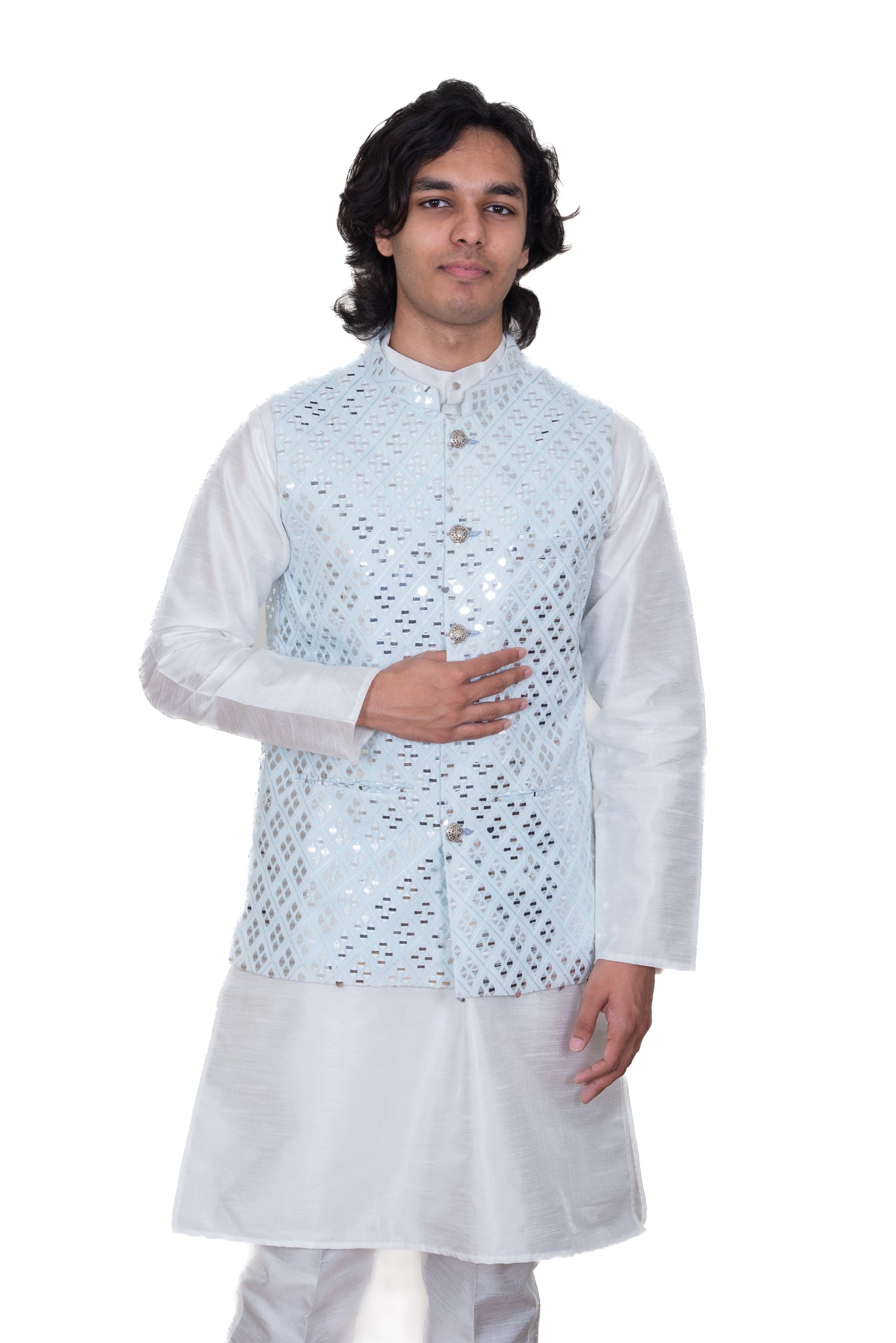 Sky Blue Mirrored Jacket Set
