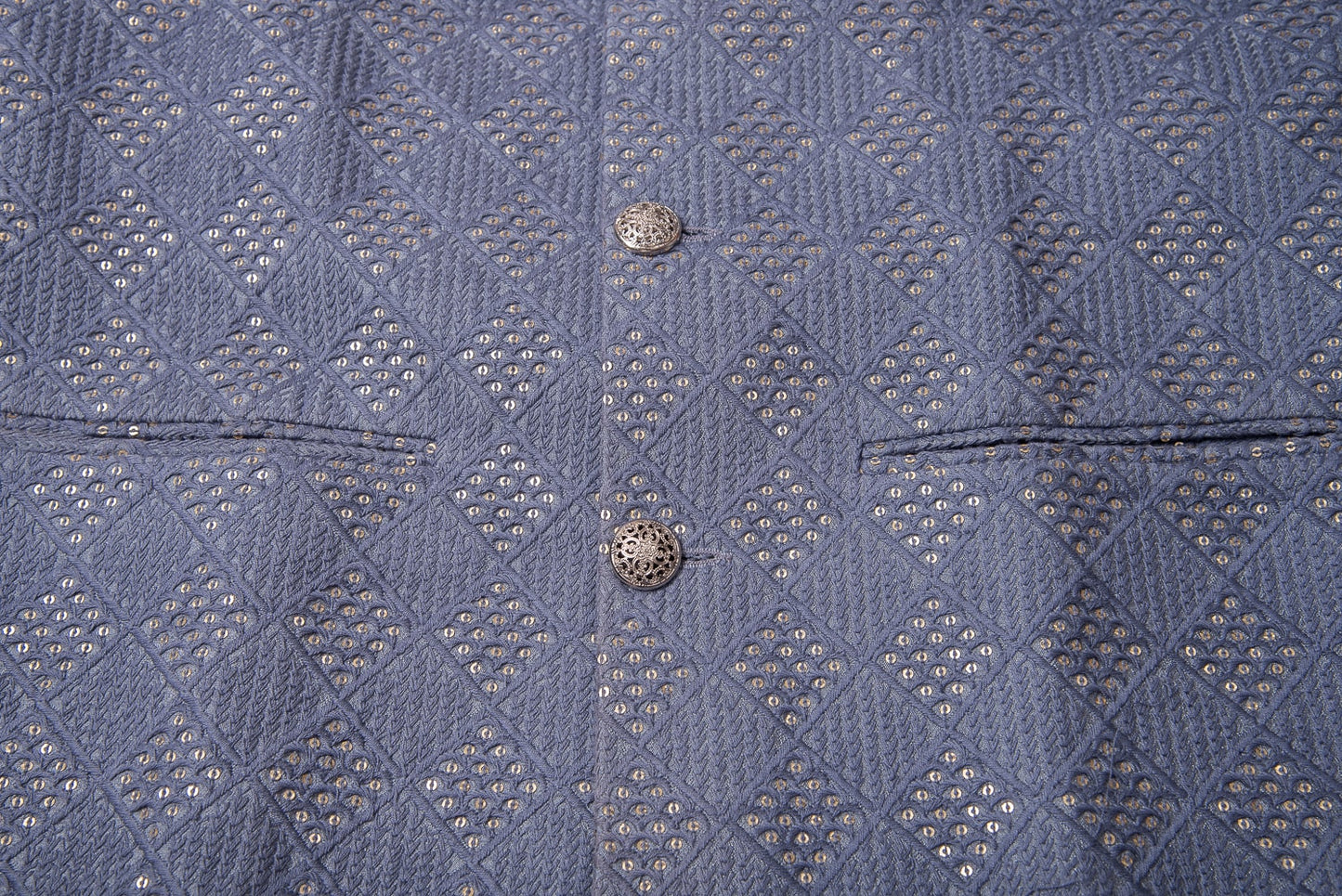 Grey Georgette Embroidered Jacket Set