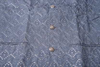 Grey Silk Jacket with Motifs