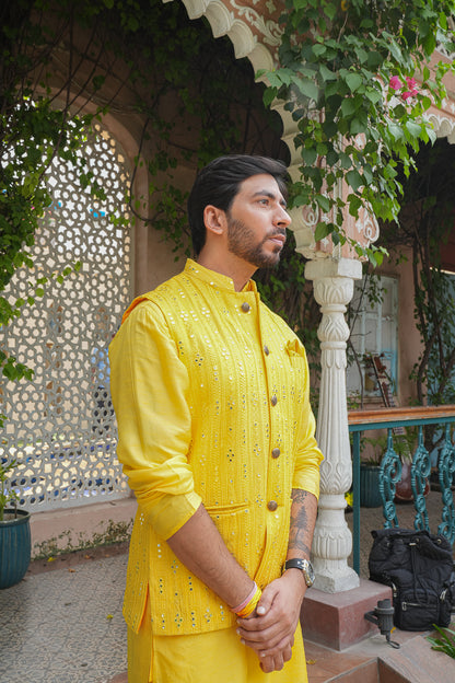 Yellow Mirrored Silk Jacket