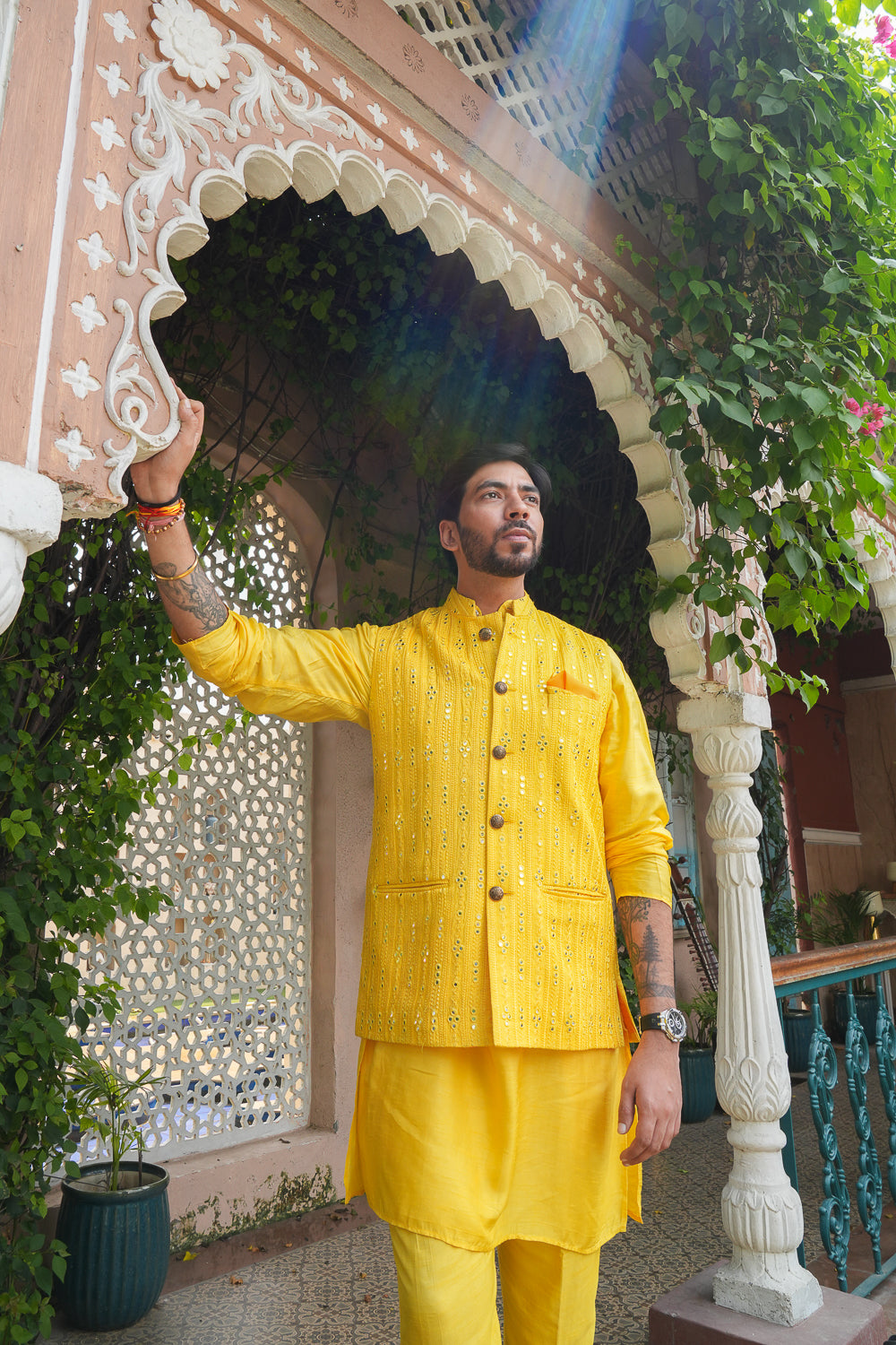 Yellow Mirrored Silk Jacket