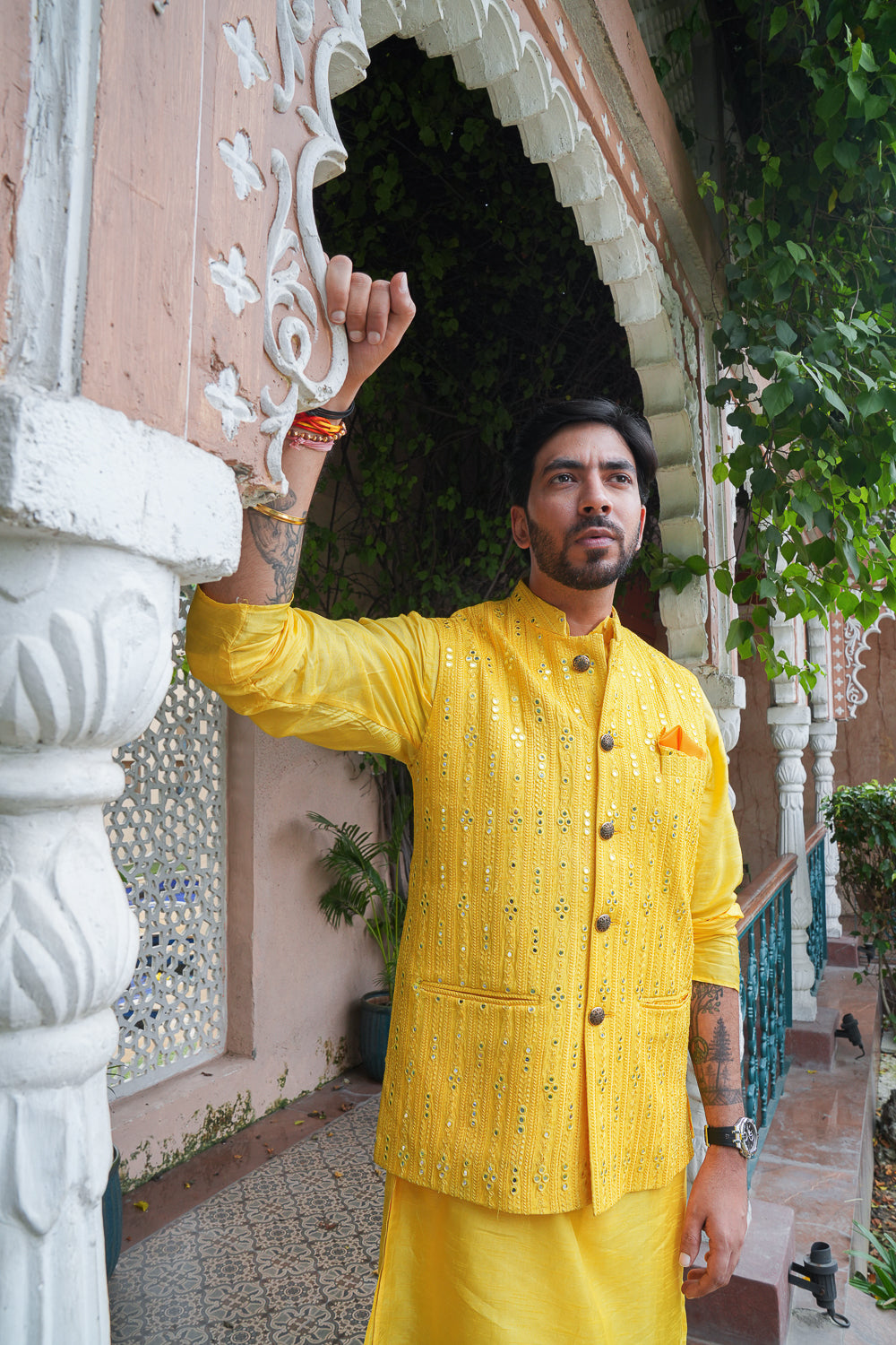 Yellow Mirrored Silk Jacket