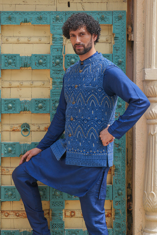 Royal Blue Heavy Designer Jacket Set