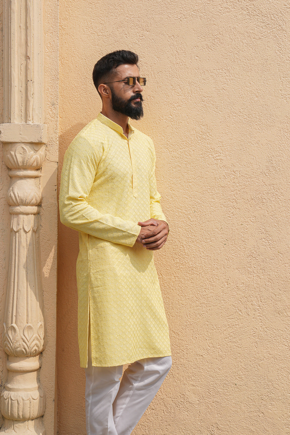 Pastel Yellow Chikenkari Kurta