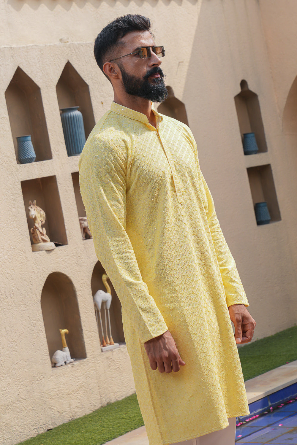 Pastel Yellow Chikenkari Kurta