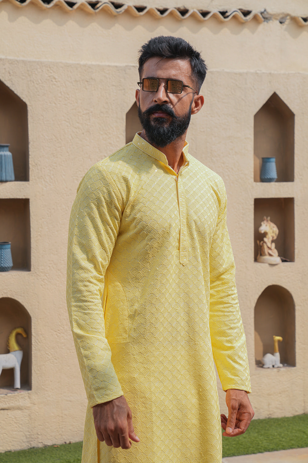 Pastel Yellow Chikenkari Kurta