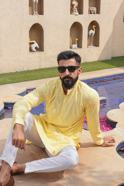 Pastel Yellow Chikenkari Kurta