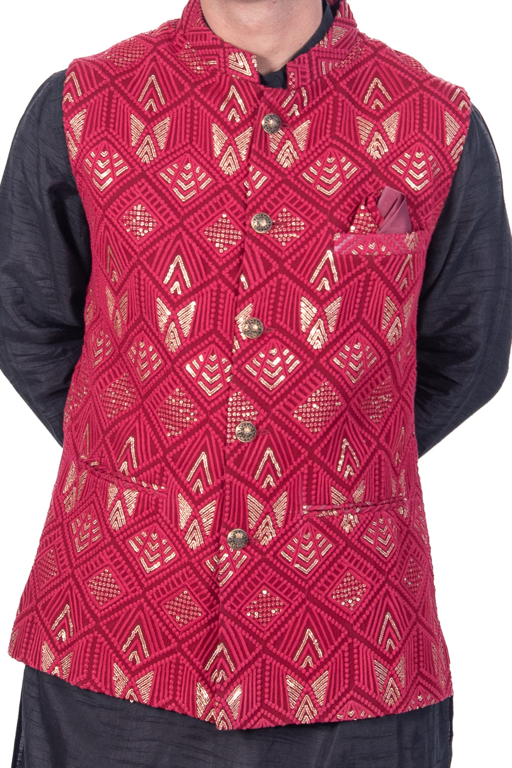 Red Aztec design Jacket with sequince