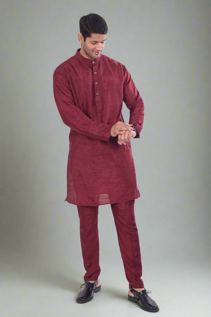 Wine Kurta and Pant Set