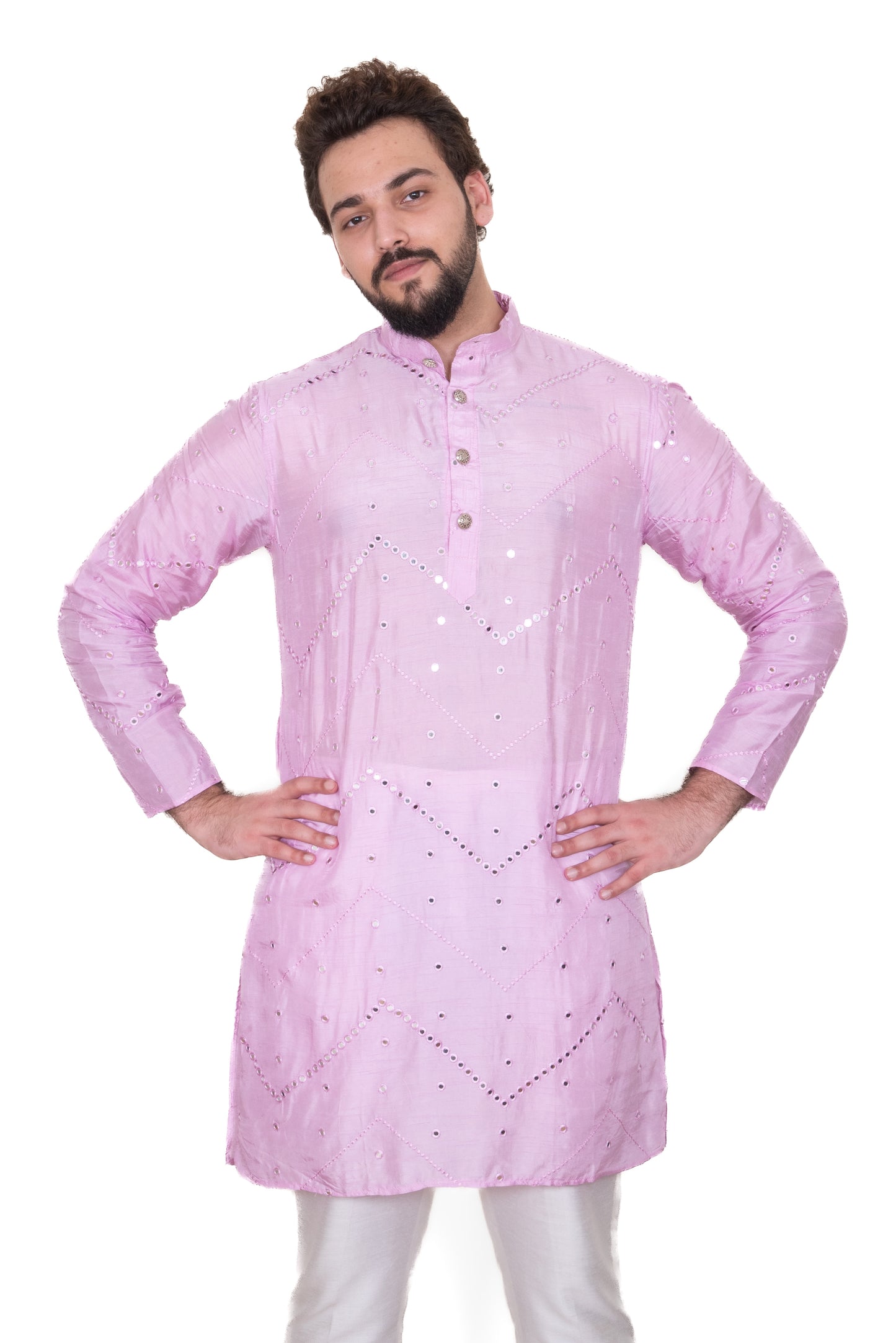 Lilac Designer Mirrored Silk Blend Kurta