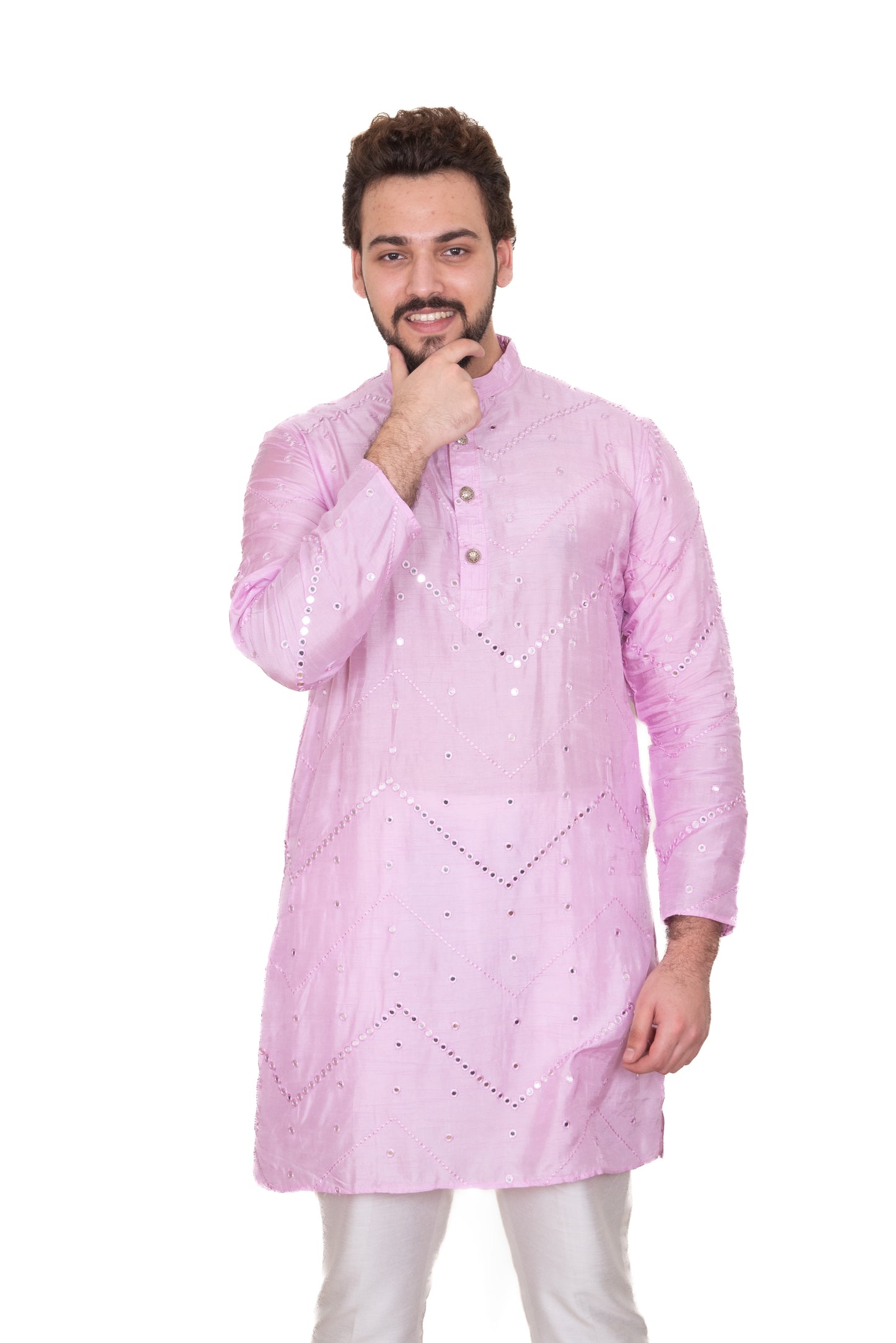 Lilac Designer Mirrored Silk Blend Kurta