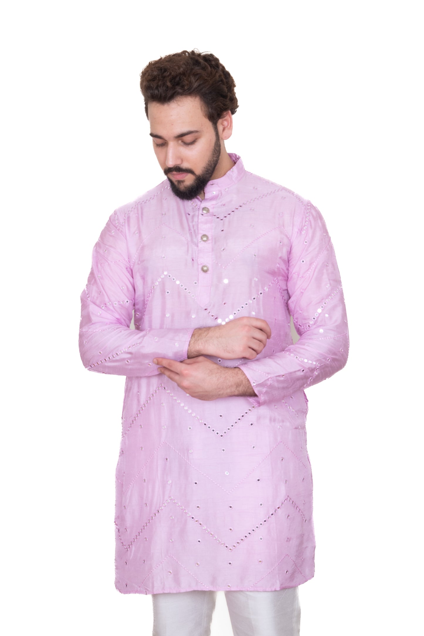 Lilac Designer Mirrored Silk Blend Kurta