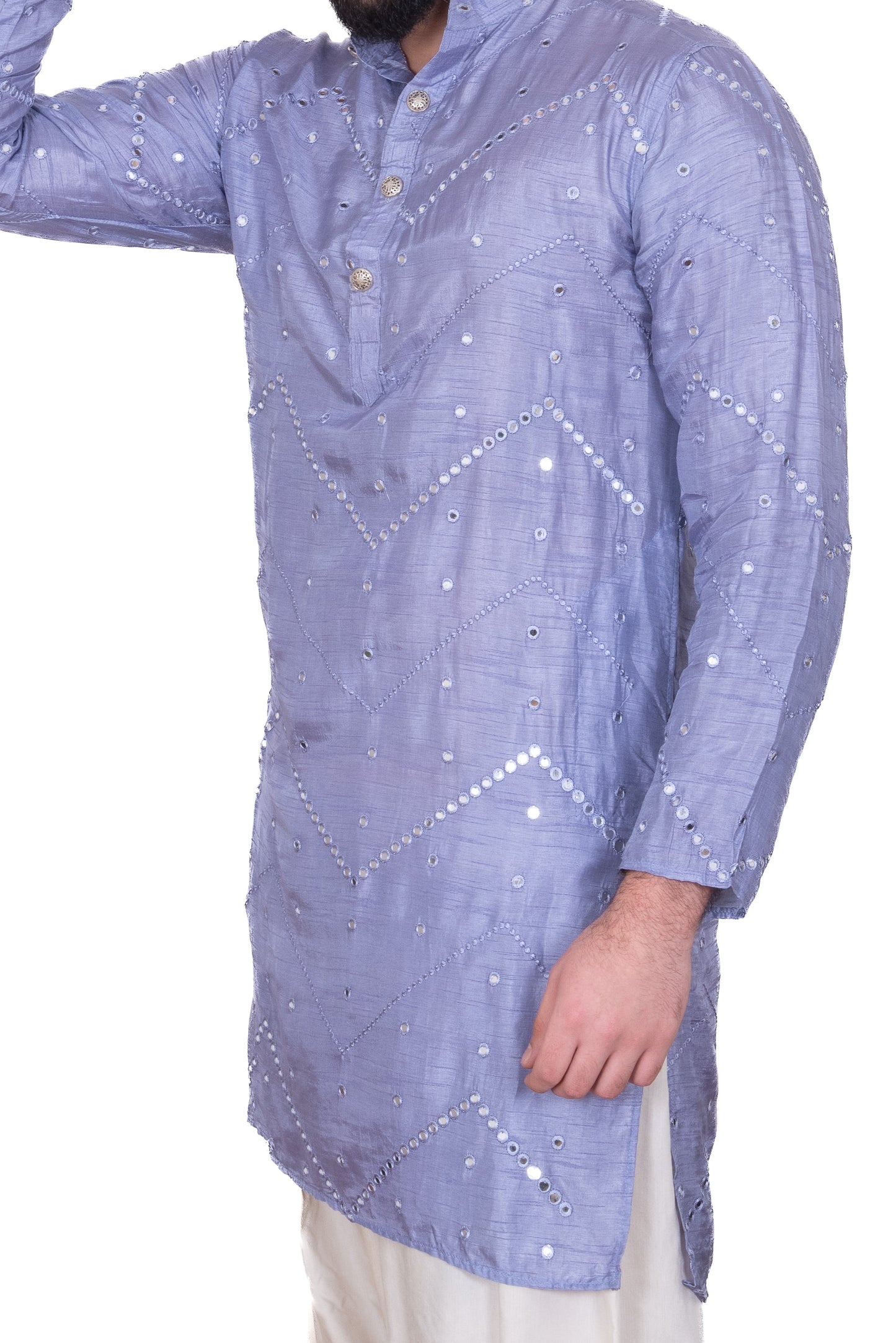 Lavender Mirrored Silk Blend Kurta