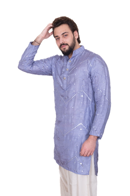 Lavender Mirrored Silk Blend Kurta