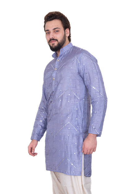 Lavender Mirrored Silk Blend Kurta