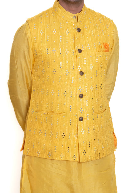 Yellow Mirrored Silk Jacket